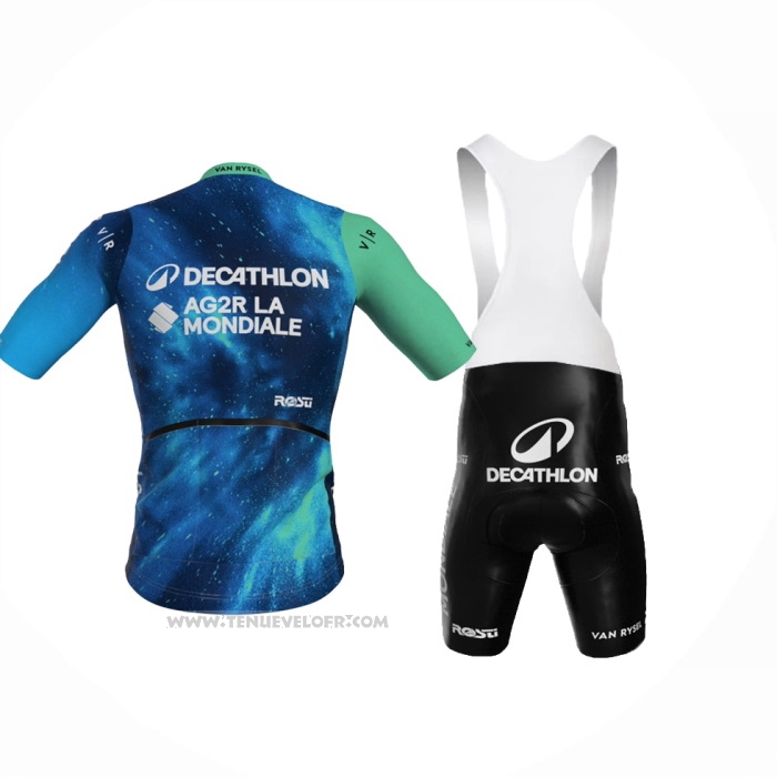 2024 Maillot Cyclisme Ag2r La Mondiale Profond Bleu Manches Courtes Et Cuissard